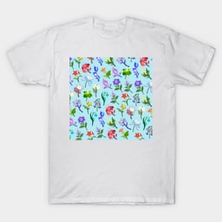 Genshin Impact Flowers Print (Blue) T-Shirt